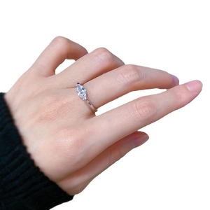 Minimalist 925 sterling silver ring featuring a marquise-cut marquise zircon on a hand