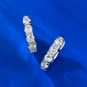 Elegant S925 sterling silver hoop earrings with a row of sparkling cubic zirconia