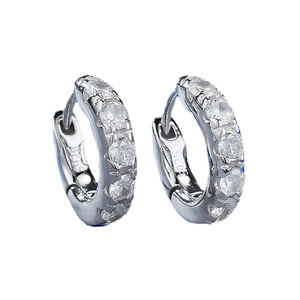 Classic S925 sterling silver hoop earrings set with shimmering round white cubic zirconia