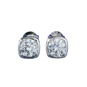 Classic S925 sterling silver stud earrings featuring 6mm round cubic zirconia in 4-prong setting
