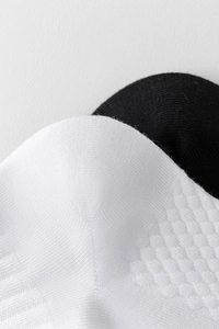Gros plan sur la maille de coton respirante et les coutures fines de chaussettes de sport
