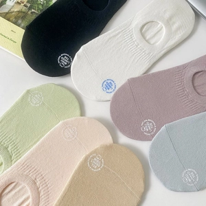 Lot de chaussettes invisibles en coton aux couleurs Morandi avec silicone antidérapant et confort