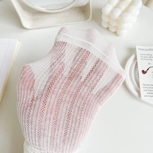 Breathable white mesh ballet-style socks with bow details and vertical striped knit pattern