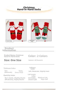 Detail specifications of magnetic hand-holding socks featuring Christmas Santa and Tree