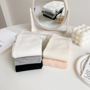 Bow ballet style hollow out mesh mid-calf socks in five assorted soft colors
