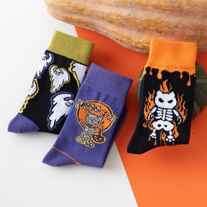 Calze al Polpaccio Halloween in Cotone Pettinato Con Motivo Mummia Scheletro Fantasma Calze Festive per Adulti Uniseks