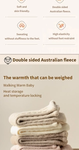 Detail of soft thick Australian fleece socks showing warm texture and elastic cuffs