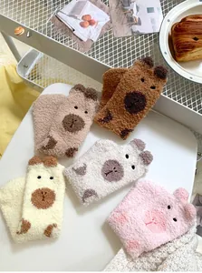 Chaussettes d'intérieur épaisses en polaire corail avec motifs d'animaux mignons