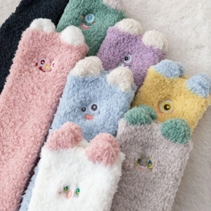 Chaussettes en polaire corail épaisses et chaudes pour enfants motifs animaux
