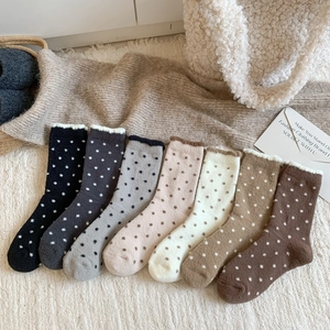 Lot de 7 paires de chaussettes thermiques à pois et dentelle pour l'hiver au chaud
