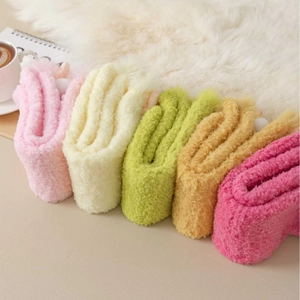 Thick warm coral fleece socks in five soft colors for winter home wear and sleeping