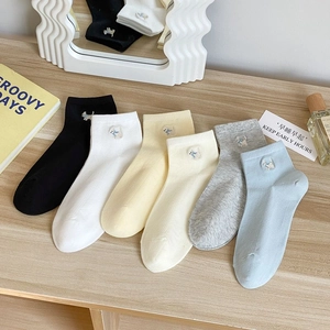 Calze Slouch Donna Stile Coreano in Cotone Pettinato Cute Ricamo Animale Metà Polpaccio Calze Traspiranti Stile Collegio Moda