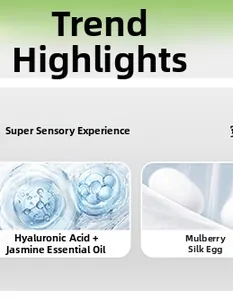 Detail of fabric infused with hyaluronic acid, jasmine oil, and silk protein fibers
