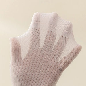 Light pink ultra-thin modal mesh low cut socks with high elasticity and vertical stripe