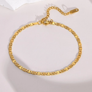 Chaîne de cheville minimaliste en acier inoxydable plaqué or 18 carats avec fermoir réglable