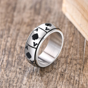 Bague As de Pique en Acier au Titane pour Homme Vintage Hip Hop Punk Anneau pour Homme Bijoux de Mode Streetwear Gothique