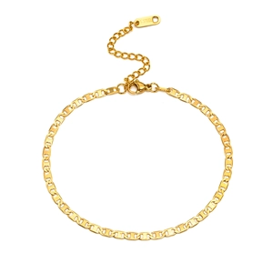 Chaîne de cheville marine en acier inoxydable doré avec fermoir mousqueton et pendentif