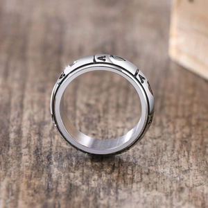 Bague hip-hop en acier inoxydable avec gravure As de Pique et motifs vintage en métal