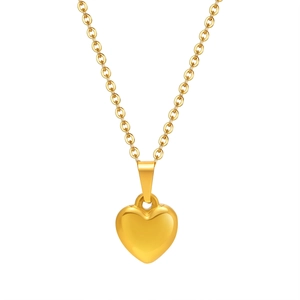 Collana con ciondolo a cuore in acciaio inossidabile dorato lucido e catena a O
