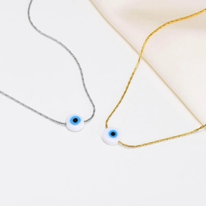 Stainless Steel Minimalist Evil Eye Pendant Necklace For Women Gold Silver Plated Nazar Lucky Protection Fashion Jewelry Gift