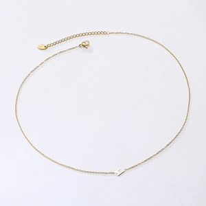 Collier élégant avec pendentif lettre L en or 18 carats, chaîne fine et fermoir homard