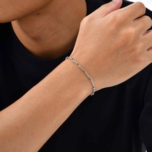 Bracelet chaîne à maillons rectangulaires minimaliste en acier inoxydable argenté
