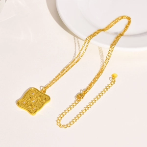 Vintage Gold Plated Copper Tic-Tac-Toe Necklace With Zirconia Star Moon Geometric Grid Pendant For Women Fashion Jewelry