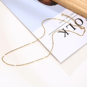 Elegant gold stainless steel necklace with rectangular charms and adjustable lobster clasp