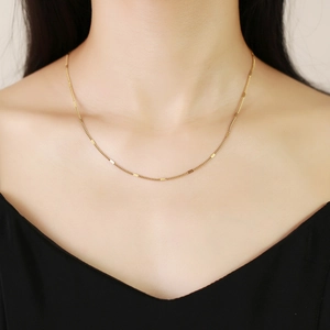 Stainless Steel Gold Plated Minimalist Chain Necklace For Women Adjustable Summer Fashion Jewelry Elegant Neckwear Gift