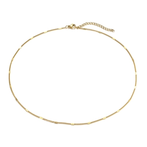 Minimalist gold stainless steel chain necklace with flat sequin charms and lobster clasp