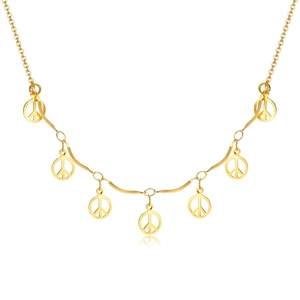 Collana con Ciondolo Segno della Pace in Acciaio Inossidabile Placcato Oro IP Catena a O Girocollo Geometrico Traforato per Donna Gioielli Minimalisti Moderni