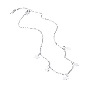 Collier minimaliste en acier inoxydable avec cinq petits pendentifs étoiles en argent