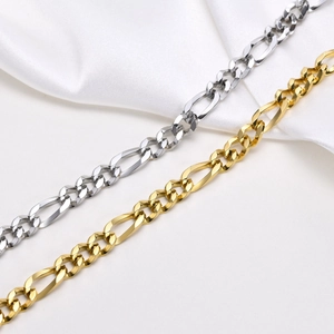 Bracelets Figaro classiques pour hommes en acier inoxydable or et argent sur soie blanche