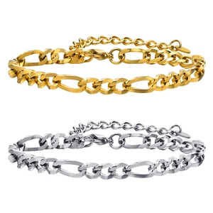 Ensemble de bracelets gourmette en acier inoxydable pour homme en or et argent