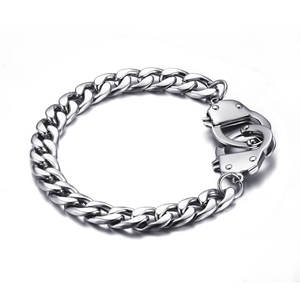 Men's Stainless Steel Handcuff Chain Bracelet Punk Streetwear Cuban Link Handcuff Charm Bracelet Personalized Jewelry Gift
