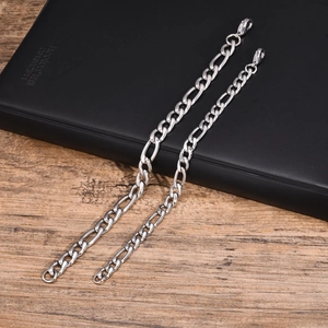 Bracelet Homme en Acier Inoxydable Maille Figaro Poli Hip Hop Mode Chaîne 3-1 Bijoux pour Quotidien Fête Cadeau