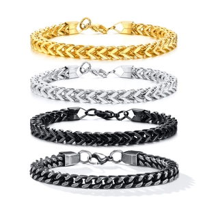 Bracelet Homme en Acier Inoxydable Chaîne Franco de Blé Poli Miroir Minimaliste Style Punk Bijoux de Main Accessoire Tendance Cadeau pour Lui