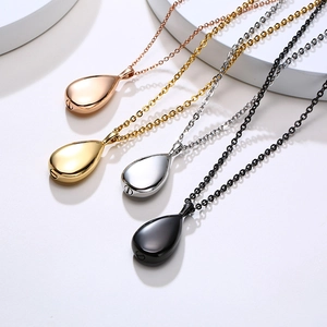 High Polished Stainless Steel Teardrop Urn Pendant Necklace For Ashes Memorial Cremation Jewelry For Women Men Keepsake
