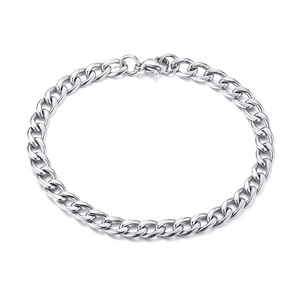 Klassisches Silber-Panzerkettenarmband aus Edelstahl mit sicherem Karabinerverschluss