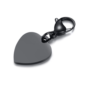 Matte black stainless steel heart keychain pendant with lobster clasp for engraving