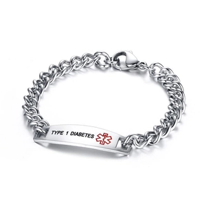 Détail du bracelet médical en acier inoxydable de 12 mm pour diabète de type 1