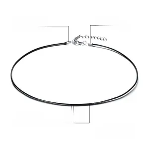 Detail of 1.5mm wax rope necklace with stainless steel clasp and 45cm length specs