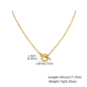 Technical drawing of gold OT buckle necklace showing 45cm length and 7g weight details