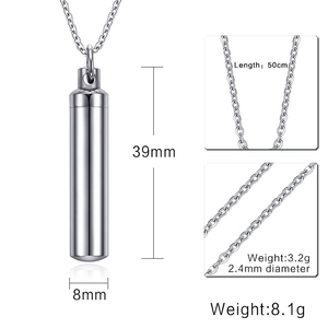 Sleek stainless steel cylindrical pendant necklace with 50cm chain for men and women
