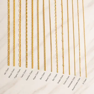 Collier Chaîne en Acier Inoxydable Minimaliste Couleur Or Acier Chaîne Serpent Chaîne en O Chaîne Boîte Bijoux Femme
