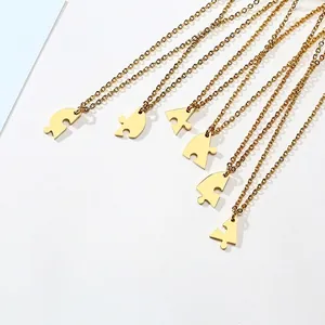 6-piece gold stainless steel puzzle heart necklace set for friendship and team bonding