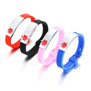 Verstellbares Silikon Medizinisches Alarm ID Armband Edelstahl Notfall Stern Des Lebens Armband Für Damen Herren Schmuck