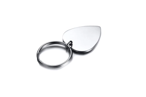 Polished stainless steel heart-shaped pendant keychain with a mirror finish