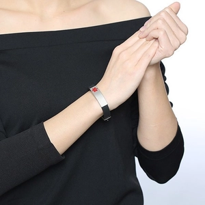 Verstellbares Medizinisches Alarm-Armband aus Silikon und Edelstahl mit Lebensstern-Symbol