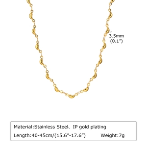 Collana a catena a chicchi in acciaio inossidabile dorato con placcatura in oro IP